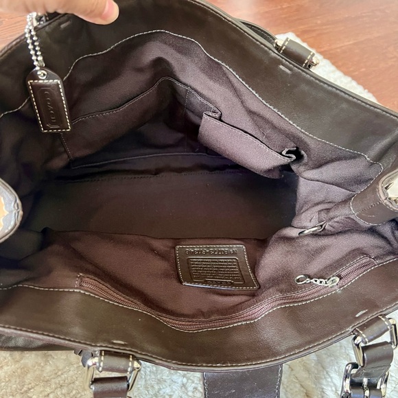 Coach Strip Brown & Tan Soft Leather Shoulder Bag - Picture 6 of 14